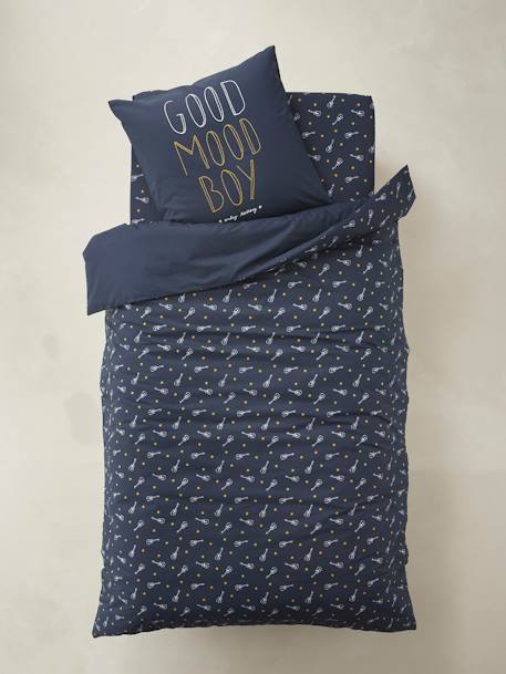 Parure housse de couette + taie d'oreiller ROCK STAR MARINE FONCE - vertbaudet enfant 