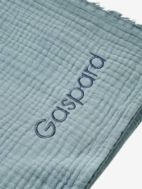 Plaid en gaze de coton bio bleu vert+caramel+rose+taupe - vertbaudet enfant 