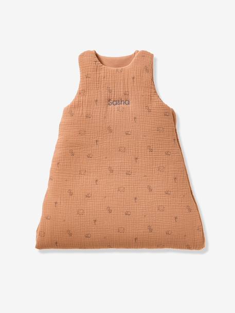 Gigoteuse personnalisable gaze de coton Bio JUNGLE marron imprimé - vertbaudet enfant 