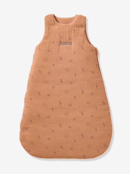 Gigoteuse personnalisable gaze de coton Bio JUNGLE marron imprimé - vertbaudet enfant 