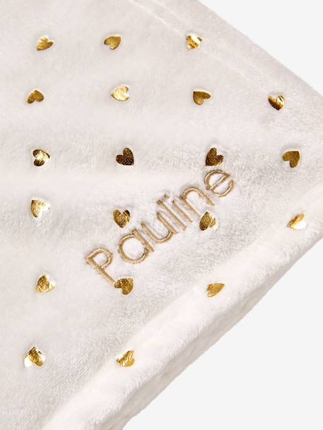 Plaid enfant en polaire motifs dorés écru / coeurs dorés+ROSE PALE IMPRIME - vertbaudet enfant 