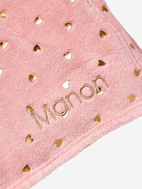 Plaid voor kinderen met goudkleurige hartjes ecru / gouden harten+ZACHT ROZE MET PRINT - vertbaudet enfant 