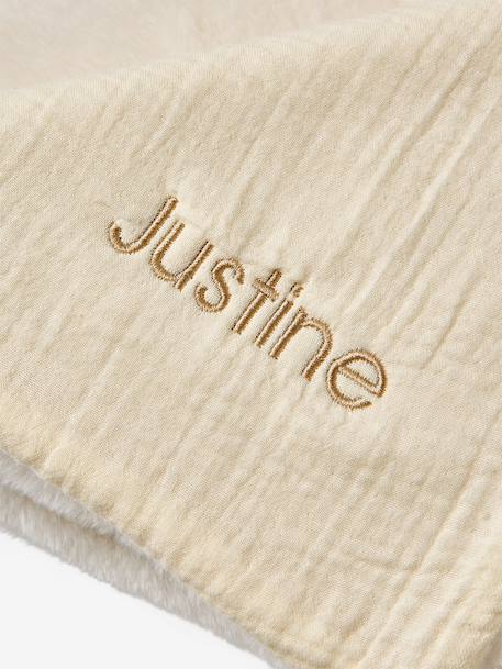 Deken van imitatiebont en katoenen gaas beige - vertbaudet enfant 