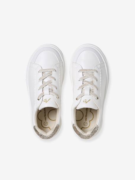 Baskets fille synthetique à lacets élastiqués blanc imprimé - vertbaudet enfant 
