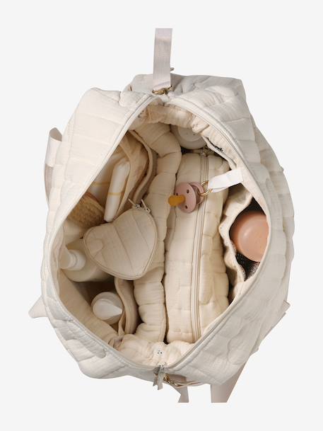 24-uurs tas MAMA TEDDY cappuccino+ecru+wit+wit, bedrukt - vertbaudet enfant 