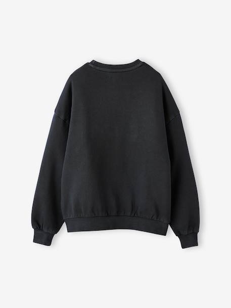 Sweat fille oversize inscription léopard anthracite - vertbaudet enfant 