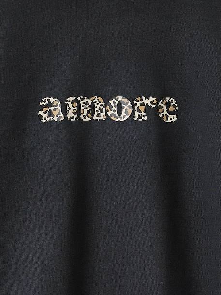 Sweat fille oversize inscription léopard anthracite - vertbaudet enfant 