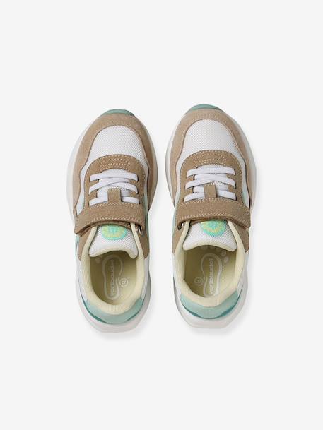 Elastische synthetische baskets voor kinderen veel beige+veel roze - vertbaudet enfant 