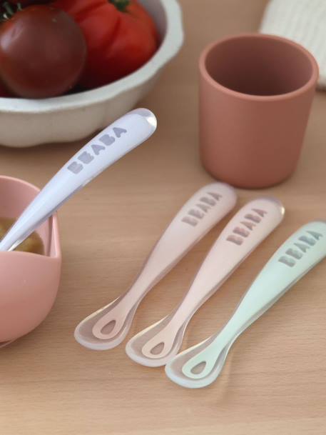 Lot de 4 cuillères 1er âge Soft sans BPA bleu/gris/ocre+BLUE/ EUCALYPTUS/ PINK/ MIST - vertbaudet enfant 