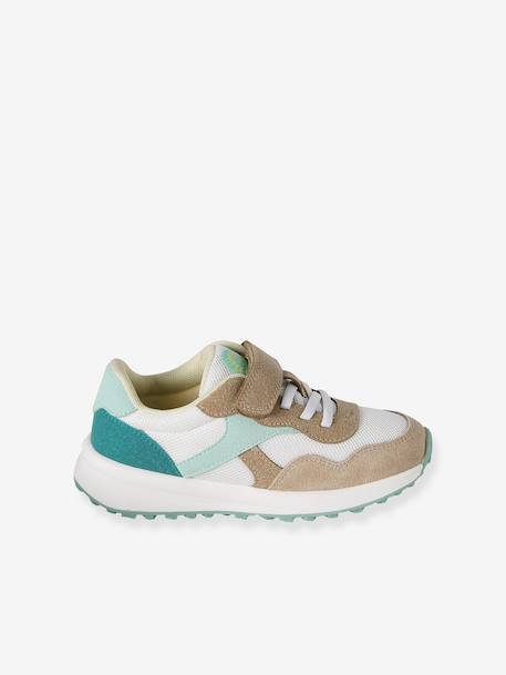 Elastische synthetische baskets voor kinderen veel beige+veel roze - vertbaudet enfant 
