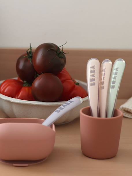 Lot de 4 cuillères 1er âge Soft sans BPA bleu/gris/ocre+BLUE/ EUCALYPTUS/ PINK/ MIST - vertbaudet enfant 
