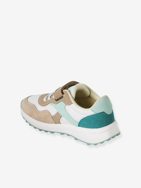 Elastische synthetische baskets voor kinderen veel beige+veel roze - vertbaudet enfant 