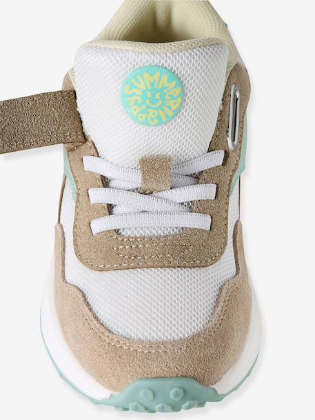 Elastische synthetische baskets voor kinderen veel beige+veel roze - vertbaudet enfant 