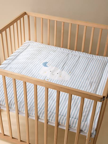 Couverture / Fond de parc bébé en gaze de coton DANS LES NUAGES rayé bleu - vertbaudet enfant 