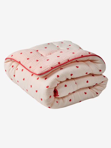Tapis de sol / Fond de parc gaze de coton MON COEUR rose imprimé - vertbaudet enfant 