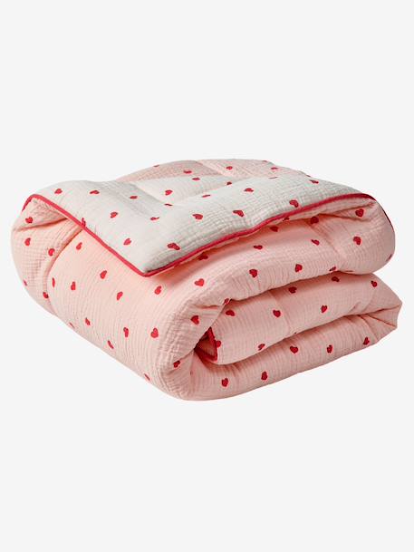 Tapis de sol / Fond de parc gaze de coton MON COEUR rose imprimé - vertbaudet enfant 