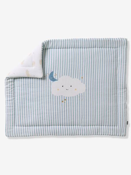 Couverture / Fond de parc bébé en gaze de coton DANS LES NUAGES rayé bleu - vertbaudet enfant 