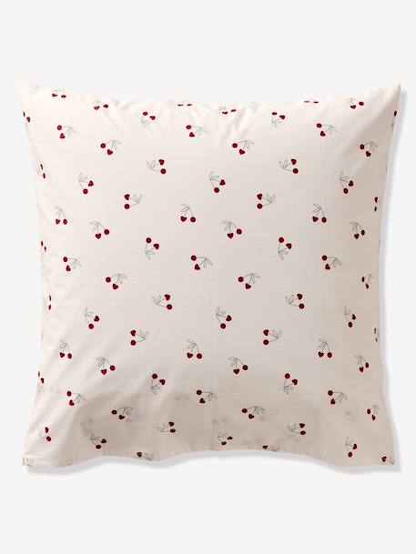 Parure housse de couette et taie d'oreiller CERISES RAYURES avec coton recyclé rayé rouge - vertbaudet enfant 