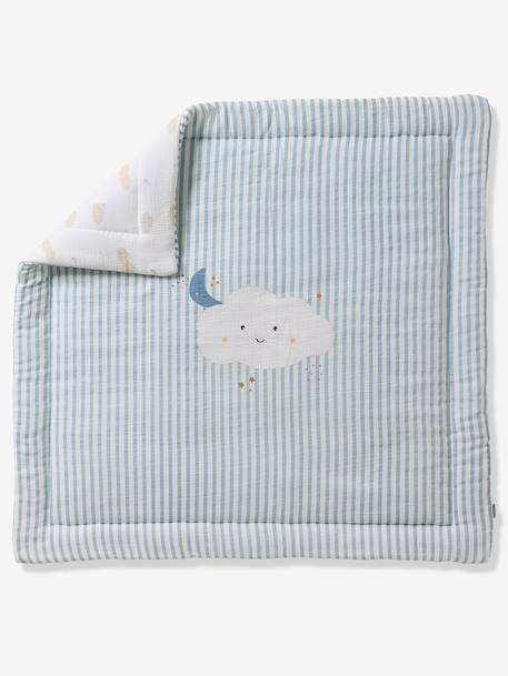 Dekentje / Parkbodem baby in katoenen gaas IN DE WOLKEN blauw, gestreept - vertbaudet enfant 