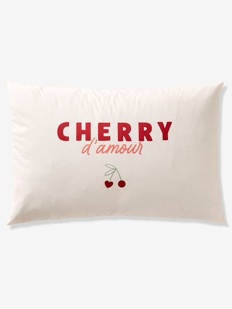 Parure housse de couette et taie d'oreiller CERISES RAYURES avec coton recyclé rayé rouge - vertbaudet enfant 