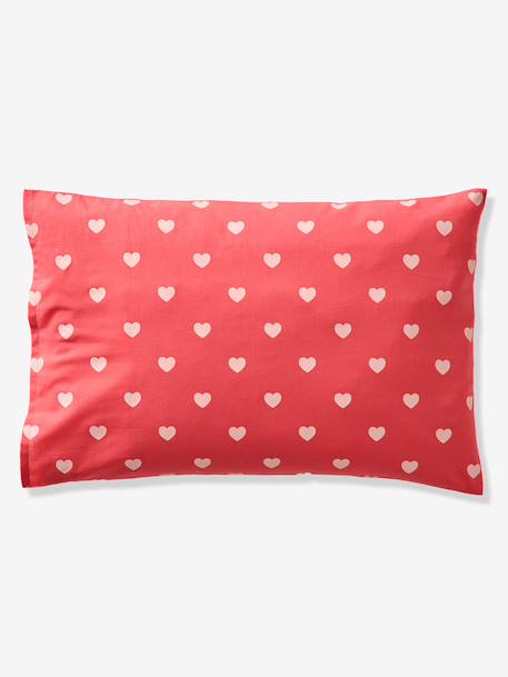 Parure housse de couette + taie d'oreiller MON CŒUR rose imprimé - vertbaudet enfant 