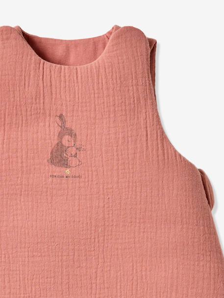 Mouwloze trappelzak van katoenen hydrofiel LAPIN oudroze - vertbaudet enfant 