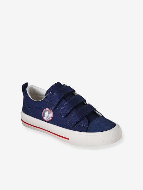 Baskets enfant à scratchs écru+marine - vertbaudet enfant 