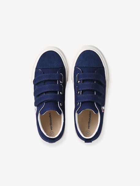 Synthetische baskets voor kinderen met klittenband ecru+marineblauw - vertbaudet enfant 
