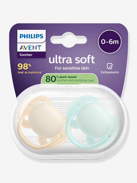 Lot de 2 sucettes ultra soft 0-6 mois forest friends bleu+bleu imprimé - vertbaudet enfant 