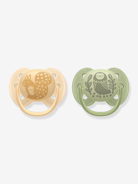 Set van 2 PHILIPS AVENT ultra soft lolly 6-18 maanden forest friends groen+groen, bedrukt - vertbaudet enfant 