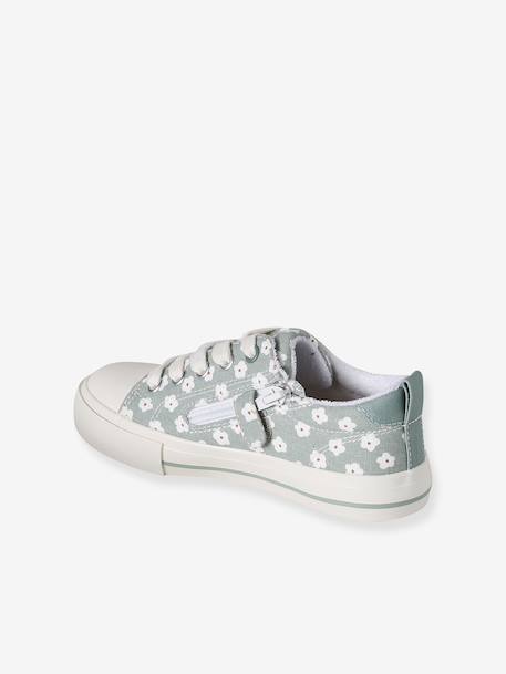 Stoffen decoratieve sneakers voor meisjes groen, bedrukt+rouge - vertbaudet enfant 