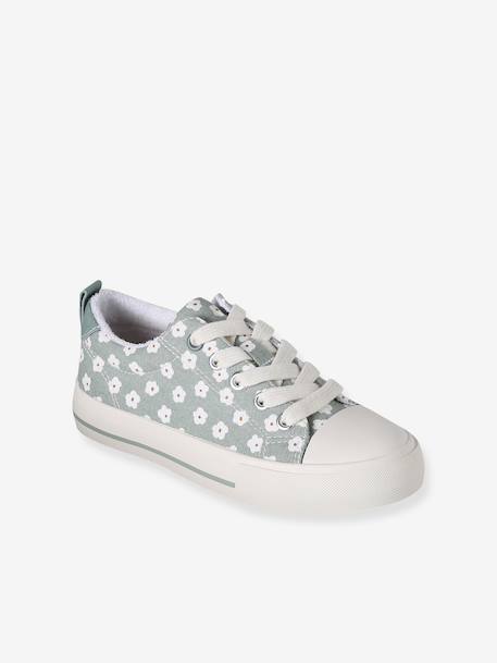 Stoffen decoratieve sneakers voor meisjes groen, bedrukt+rouge - vertbaudet enfant 