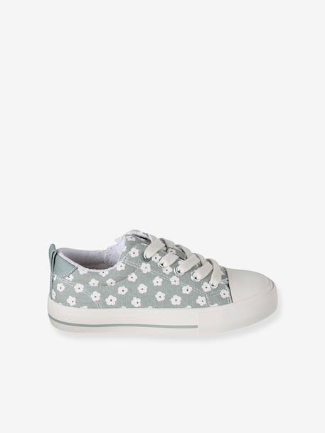 Stoffen decoratieve sneakers voor meisjes groen, bedrukt+rouge - vertbaudet enfant 