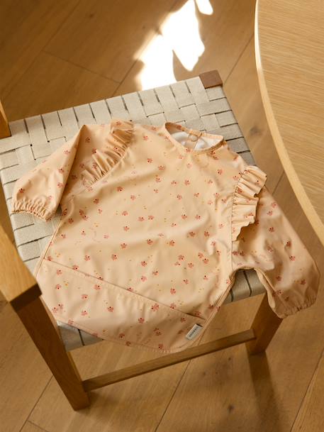 Slabbetje met mouwen Merle - LIEWOOD ecru+geel+geel, bedrukt+lichtroze+rouge+rozen+wit - vertbaudet enfant 