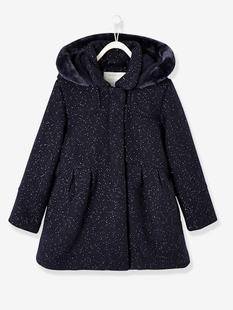 Fille-Manteau, veste-Manteau, parka, blouson-Manteau à capuche en drap de laine fille