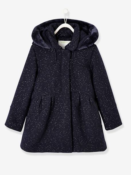 Fille-Manteau, veste-Manteau à capuche fille drap de laine 