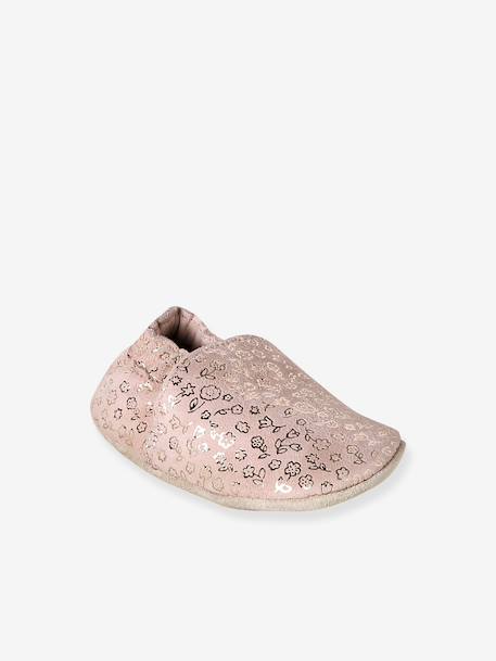 Chaussons bébé cuir souple blanc imprimé+bleu nuit+lot rose+or+rose imprimé+rose poudré+vieux rose - vertbaudet enfant 