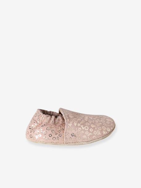 Elastische leren babyschoentjes in soepel leer goud+nachtblauw+oudroze+roze (poederkleur)+roze, bedrukt+veel roze+wit, bedrukt - vertbaudet enfant 
