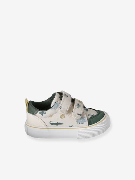 Baskets scratchées bébé en toile beige imprimé+kaki+lot beige+marine - vertbaudet enfant 