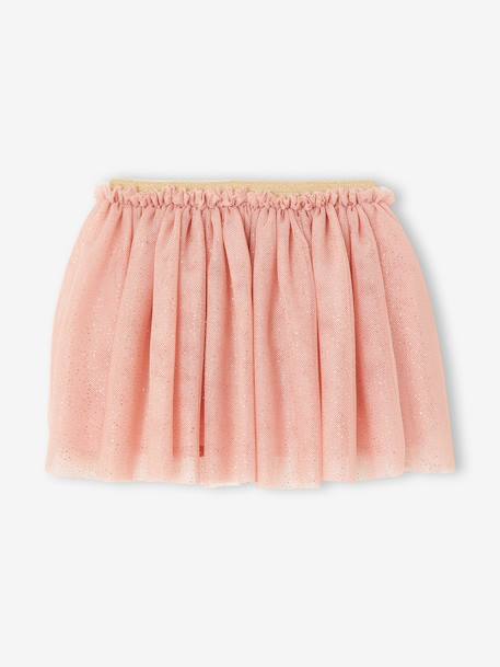 Jupon cérémonie en tulle pailleté bébé blanc+blush - vertbaudet enfant 