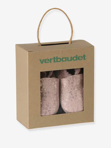 Chaussons bébé cuir souple blanc imprimé+bleu nuit+lot rose+or+rose imprimé+rose poudré+vieux rose - vertbaudet enfant 
