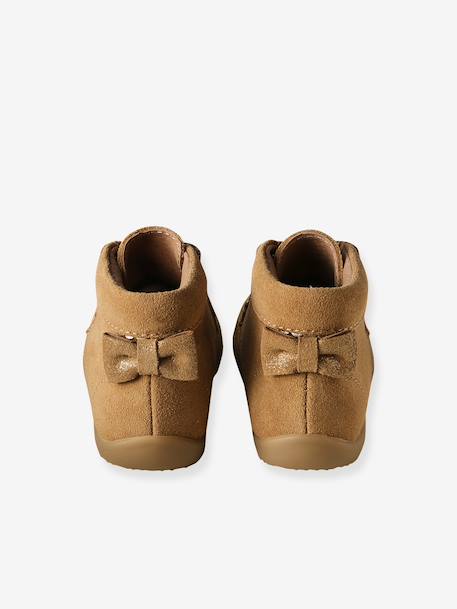 Chaussures premiers pas bébé lacets beige irisé+camel+MARRON CLAIR UNI - vertbaudet enfant 