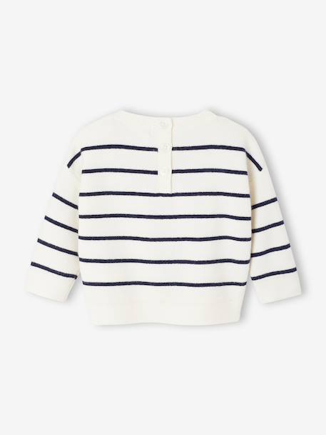 Gemêleerde trui baby meisjes met volant detail marineblauw, gestreept - vertbaudet enfant 
