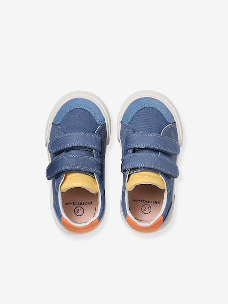 Baskets bébé à scratchs beige imprimé+lot bleu - vertbaudet enfant 
