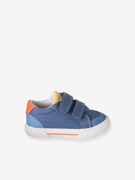 Baskets bébé à scratchs beige imprimé+lot bleu - vertbaudet enfant 