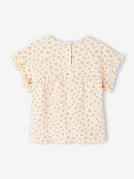 T-shirt voor babymeisjes met print ecru+marineblauw - vertbaudet enfant 