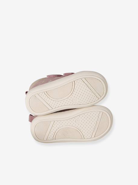 Zachte lederen baby-slofjes voor de eerste stapjes beige, bedrukt+blauw, bedrukt+brons+goud+groen, bedrukt+oudroze+roze (poederkleur)+roze, bedrukt+rozen+turquoiseblauw+veel roze+zachtpaars - vertbaudet enfant 