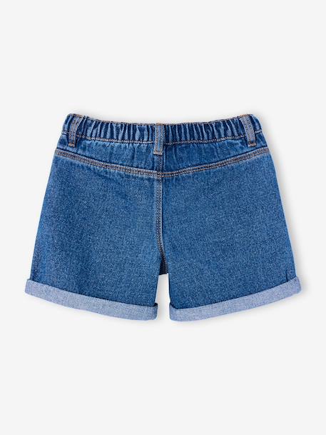 Short en jean fille bleu clair+bleu moyen+denim brut - vertbaudet enfant 
