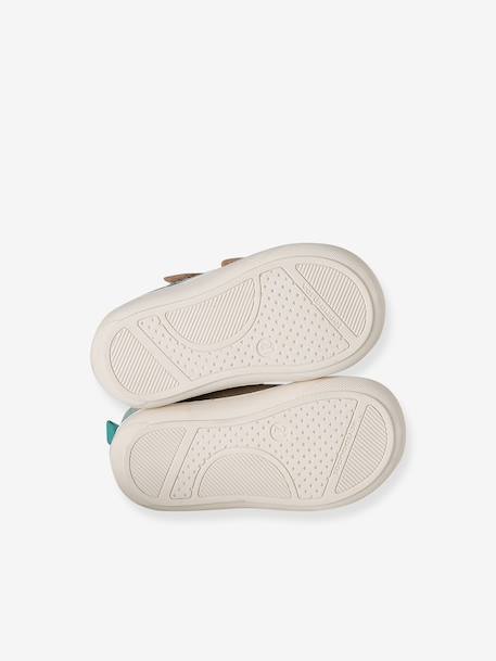Babyslofjes van zacht leer met antislip beige+blauw+bruin+chocoladebruin+felblauw+groen+oceaanblauw+okergeel+saliegroen+veel beige+veel bruin+veel groen - vertbaudet enfant 