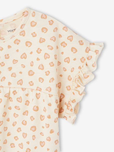 T-shirt voor babymeisjes met print ecru+marineblauw - vertbaudet enfant 